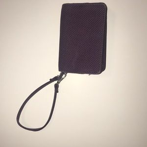 Thirty-One brand purple wallet w/ white polka dots